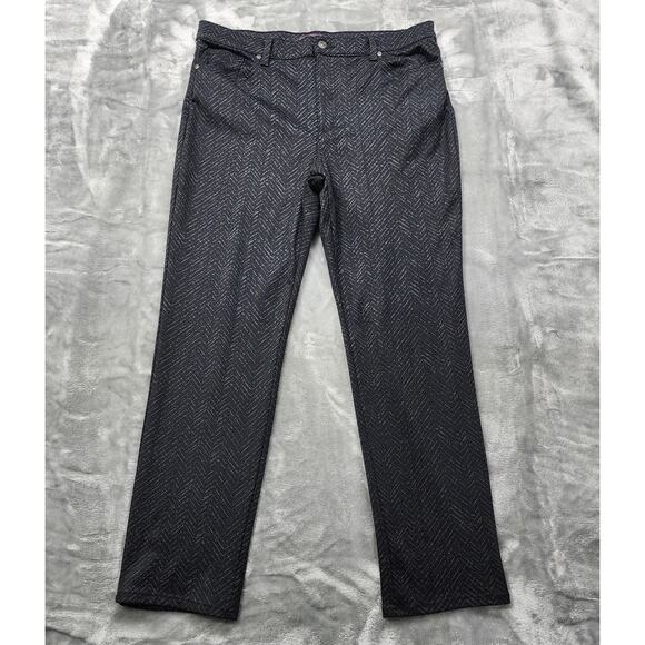 Gloria Vanderbilt Pants Womens 16 Gray Printed Amanda Ponte Knit Stretch Casual - Picture 1 of 16
